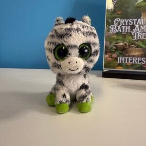 Ty Beanie Boo Zig-Zag Zebra 6” Plush | EUC Cute Green Accent Stuffed Animal